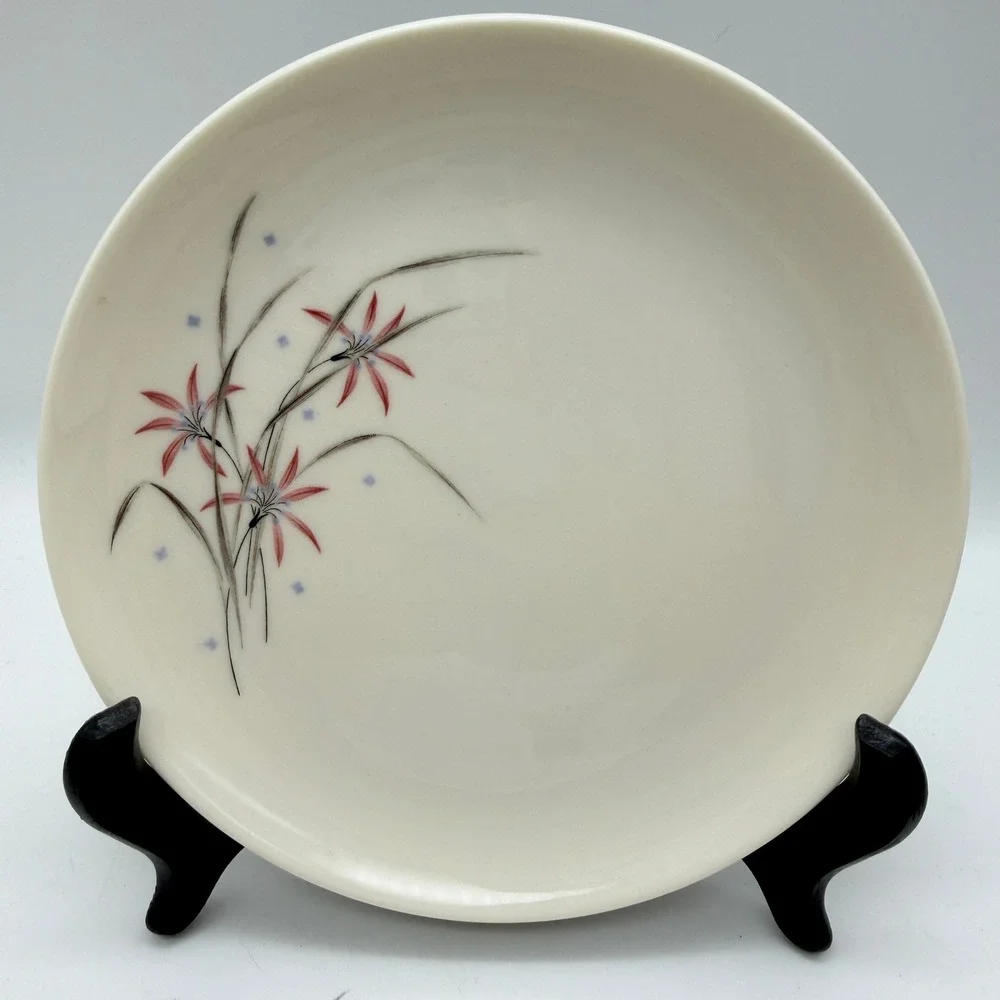 Syracuse Carefree Flame Lily Bread Butter Plates Set of 4 Mid Century Modern USA